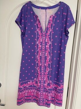 Lilly Pulitzer Sophiletta Dress Women’s XL Mystical Purple Coral Craze